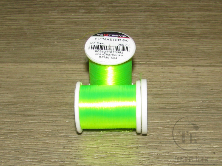 Монтажная нить 200 m 100 Den Fl. Chartreuse Flymaster 6/0 Textreme / Denvilles