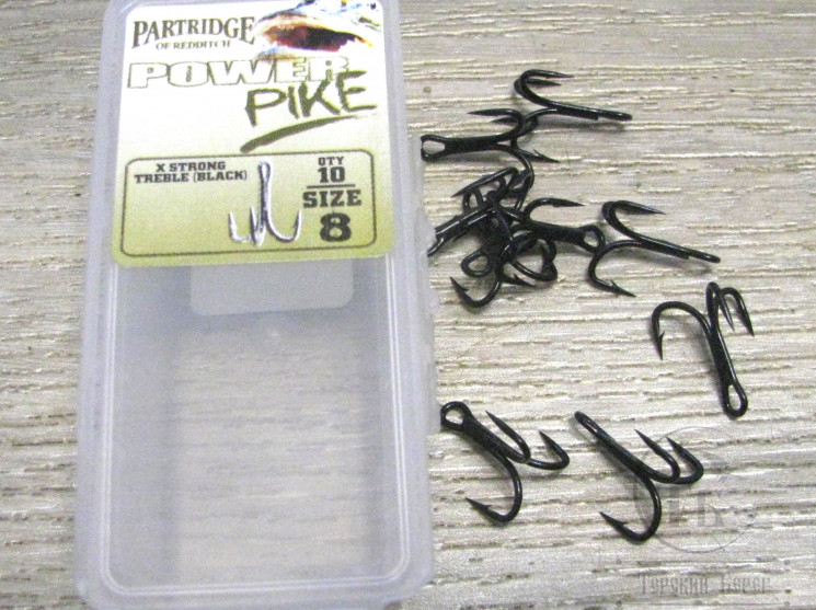 Тройник трубочный Partridge Power Pike Treble X-Strong Black № 8