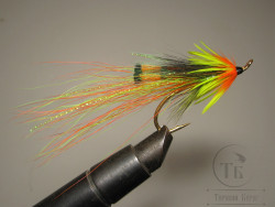 Муха лососевая на одинарном крючке ( 18 ) Shrimp Chartreuse Cascade Kumho Salmon Gold № 1/0