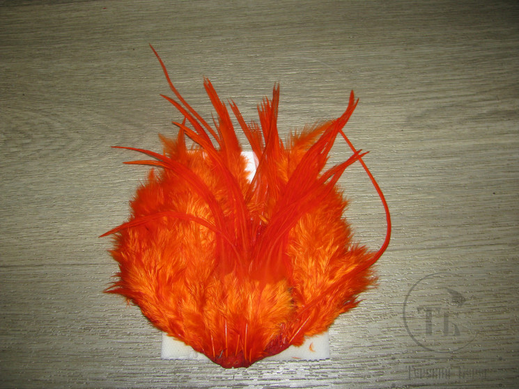 Перо огрызок сухого седла Hot Orange кр. № 12 - 8 ( распродажа П- 100 )