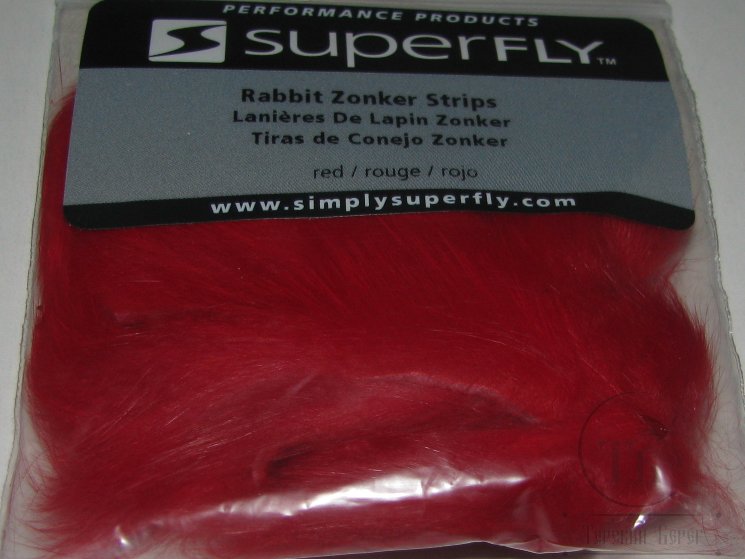 Зонкер кроличий 3-4 мм. (узкий) Zonker Strips Red Super Fly