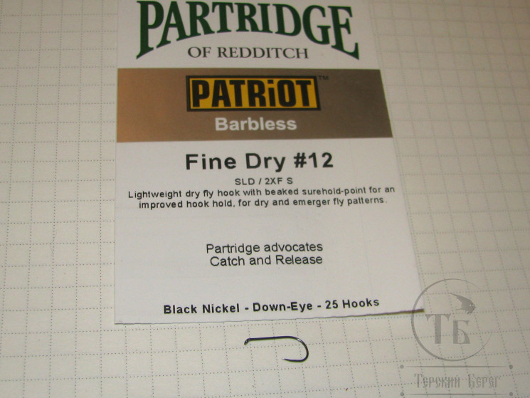 Крючки Partridge SLD Fine Dry № 12 ( 25 шт )
