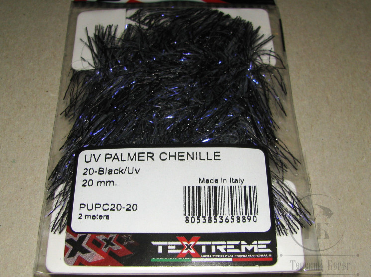 Синель UV Palmer Chenille Black / UV 20 mm  2 meters Textreme