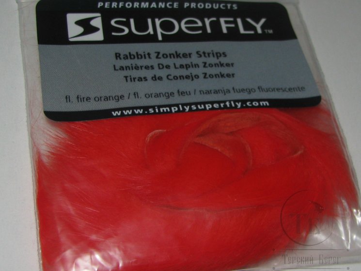 Зонкер кроличий 3-4 мм. (узкий) Zonker Strips Fl. Fire Orange Super Fly