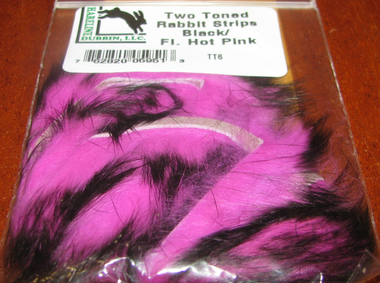 Зонкер кролика two toned rabbit strips black / fl. hot pink Hareline