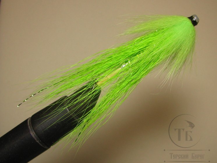 Муха лососёвая английское крыло WG Tube ( 12 ) Plastic 1 1/2 дюйма Fl. Green Chartreuse ( шартрезная )