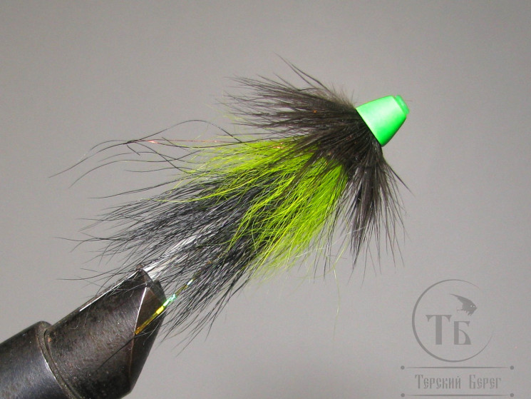 Муха лососёвая TP Cone Fly ( 9 ) Fl. Green Black IW Var. ( пластик 1/2 дюйма )