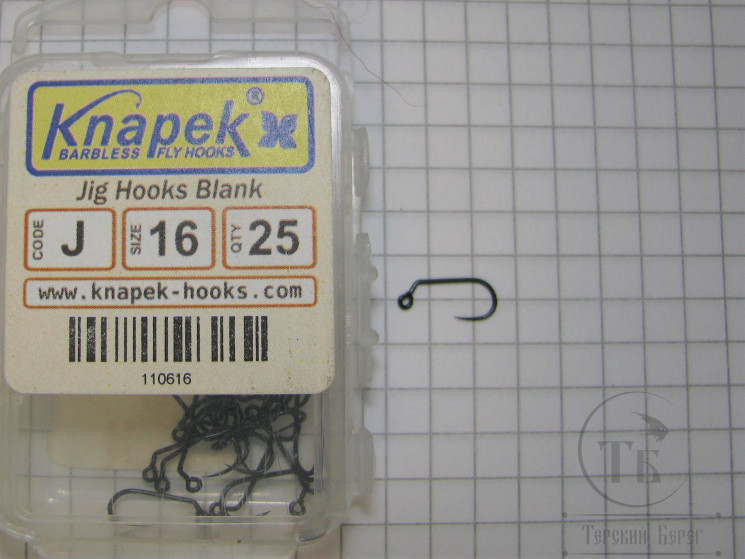 Крючок безбородый джиговый Knapek Jig Hook Blank №16 ( 25 шт )