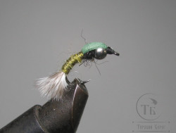 Муха нимфа Scud ( 14 ) Olive FSH Grizzly Tail Nymph крючок scud № 10