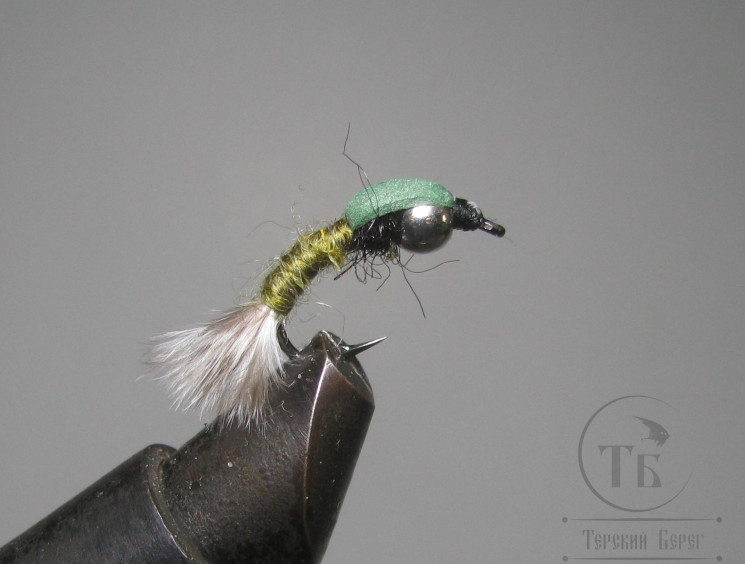 Муха нимфа Scud ( 14 ) Olive FSH Grizzly Tail Nymph крючок scud № 10