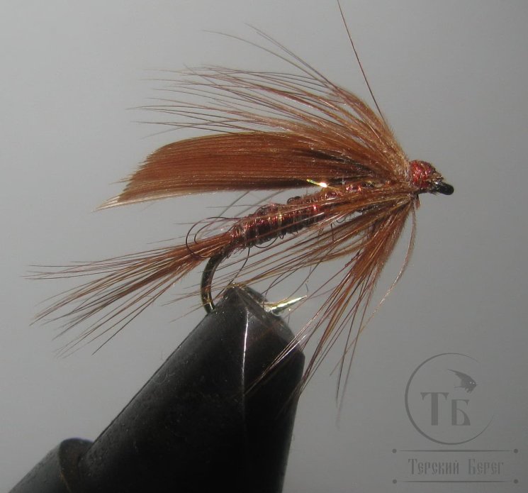 Муха мокрая Wet fly  ( 43 )  March  Brown крючок № 12 ( Kumho Wet)