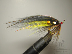 Муха лососевая на золотом двойнике ( 49 ) Golden Killer RH TD Var Mustad DL Gold № 4
