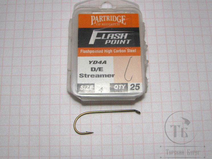 Крючки Partridge YD4A D/E Streamer №4 ( 25 шт. )