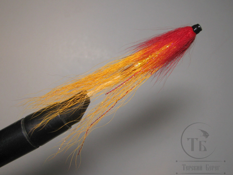 Муха лососёвая с "английским крылом" WG tube Mt. ( 29 ) D 2,6 медь 1 1/2 дюйма Fl. Orange / Red