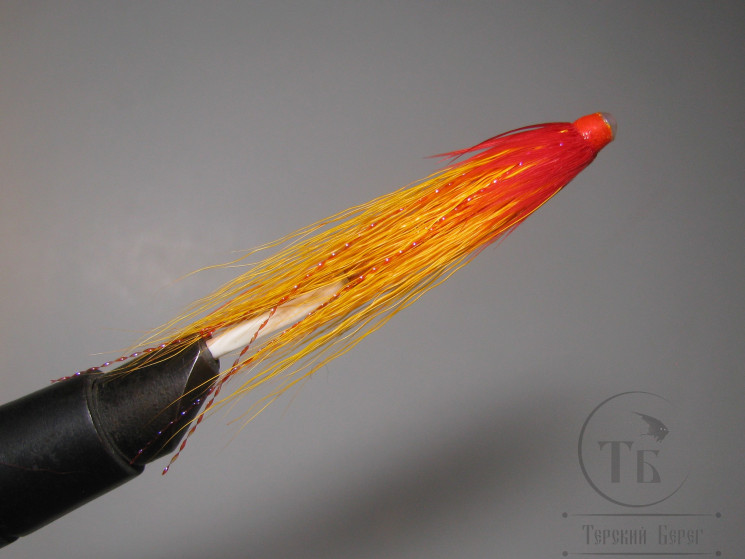 Муха лососёвая с "английским крылом" WG tube Mt. ( 29 A1 ) D 2,6 медь 1 1/4 дюйма Fl. Orange / Red