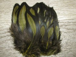 Перо курицы оливковое с чёрной окантовкой BLW Dk Olive