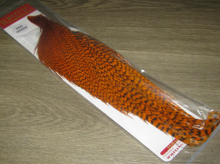 1/2 Скальпа петуха Whiting Dry Fly Pro Grade Cape Grizzly Dyed Burnt Orange