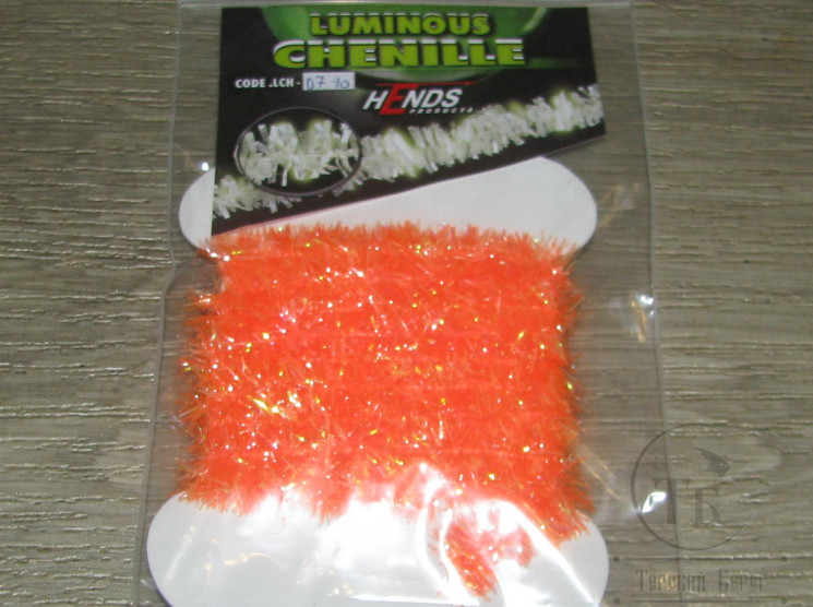 Светонакопительная синель Luminous Chenille 10 mm. 1 m Fl. Orange Hends LCH 07-10