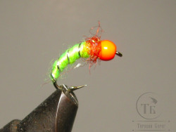 Муха нимфа Scud ( 50 ) Fl. Orange Head Chartreuse Nymph крючок Scud № 8
