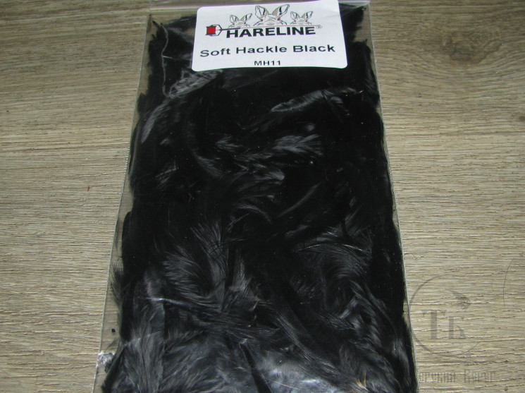 Перо курицы и петуха отдельное Soft Hackle Black Hareline