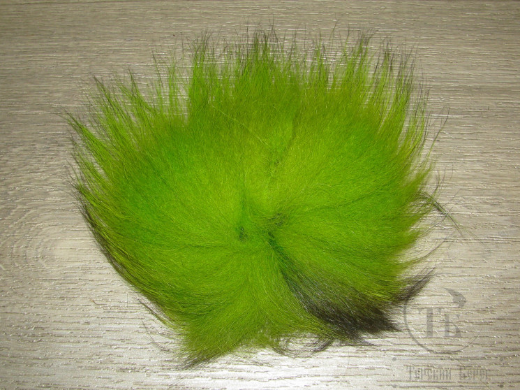 Хвост арктического песца зелёно шартрезный XXL / Green Chartreuse XXL Black Tips