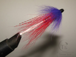 Муха лососёвая английское крыло WG Tube ( 63 ) Plastic 1,0 дюйм Purple / Red ( фиолетово красная )