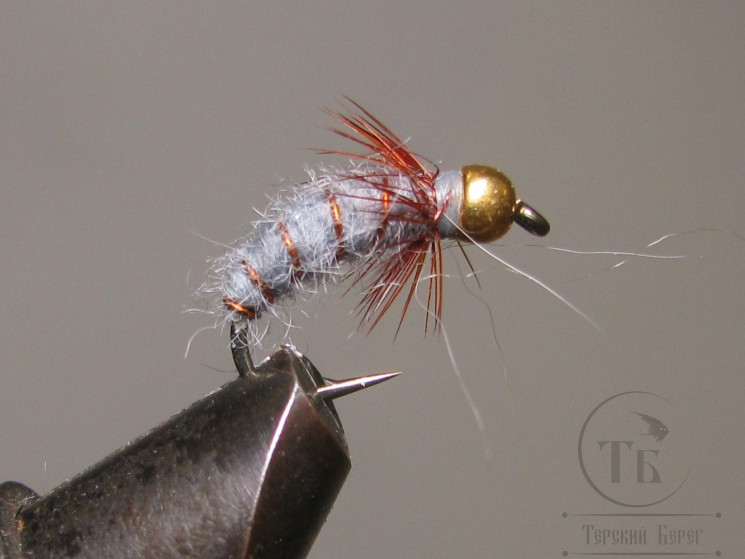 Муха нимфа Scud ( 53 ) Gold Head Gray Blue Dun Nymph крючок Scud № 12