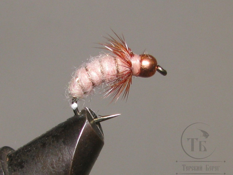 Муха нимфа Scud ( 54 ) Gold Head Pale Lavender Nymph крючок Scud № 12