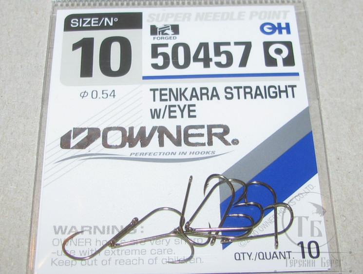 Крючки Тенкара Owner 50457 TENKARA-Straight w/EYE  №10 (11шт)