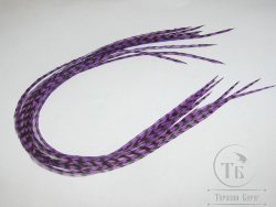 Перо Dry Fly (для сухих мух) 10 шт гризли ярко фиолетовый , крючки № 10 - 12 - 14