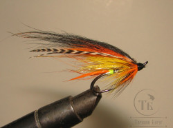 Mуха лососевая на двойнике ( 16 ) Robin Hood Willie Gunn крючок Mustad DL-71 Black № 4
