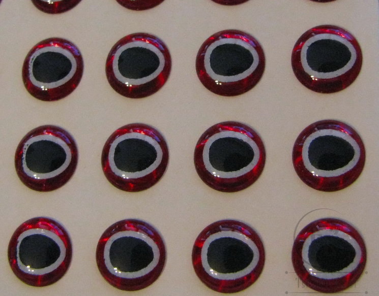Глазки Oval pupil 3D Adheisve Eyes 3 / 8 ( 9,5 мм ) Red / Black ( 20шт )